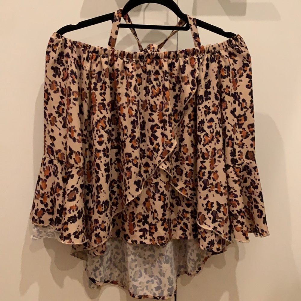 Off the shoulder cheetah top